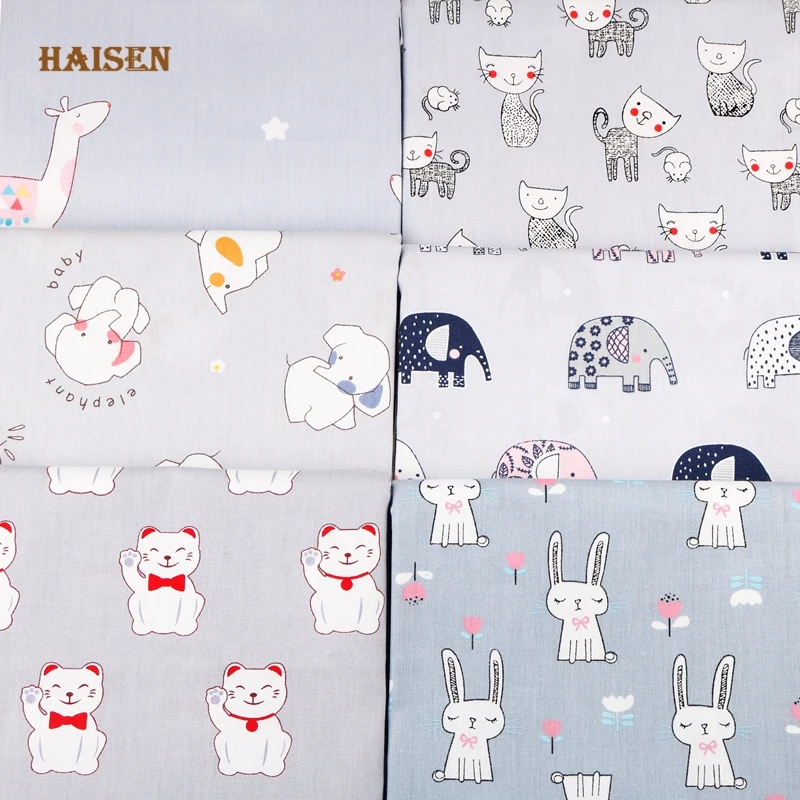 Серая мультяшная Серия ткани с принтом саржевая ткань для сделай сам шитье