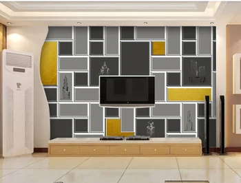 

Custom Modern Geometric Gold Mosaic Pattern Living Room Bedroom Background Wallpaper Mural