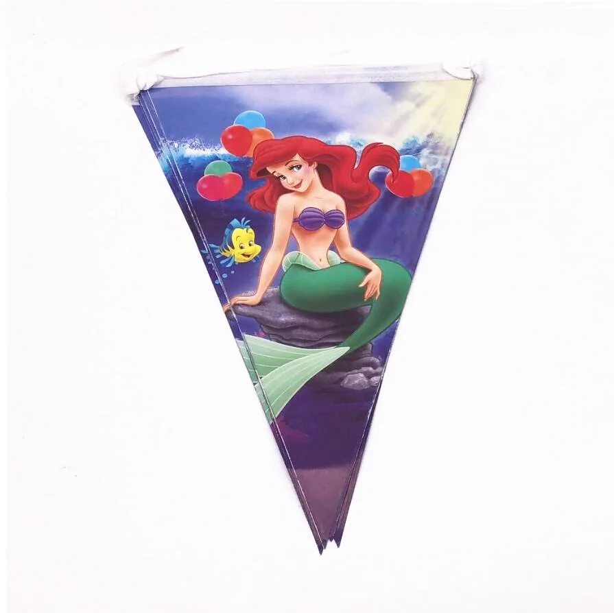 10 шт Русалочка тематический плакат мультфильм флаги Бантинг для детей день рождения украшения