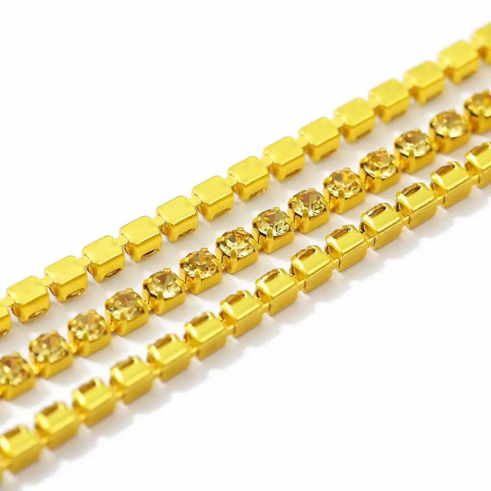 Colorful Rhinestone Chain Glass Rhinestones Trimming For DIY Sewing Clothes Accessories 1 Yard rhinestone chain,rhinestone trimmings,rhinestone accessories