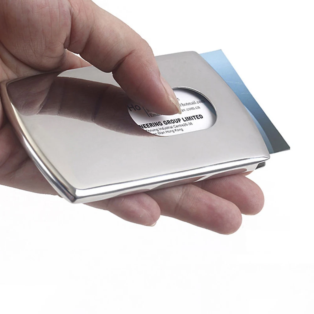 Большой палец выскальзывает из нержавеющей стали карманный Бизнес ID держатель кредитной карты Чехол 102*60*10 Металлический Алюминиевый футляр для карт памяти Карманный чехол