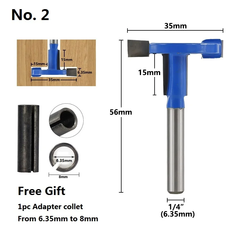 1 шт. 1/4 ''(6,35 мм) 8 мм хвостовик Т-образной формы и Т-образной дорожки долбежный фреза твердосплавный ЧПУ концевой фреза деревообрабатывающий фреза - Длина режущей кромки: No.2  35mm Dia