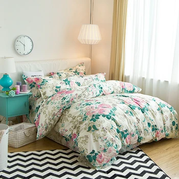 

BEST.WENSD 3D Big jacquard Wedding gift Bedding set Beautifully flower Linens +Quilt cover +pillowcases for womens jogo de cama