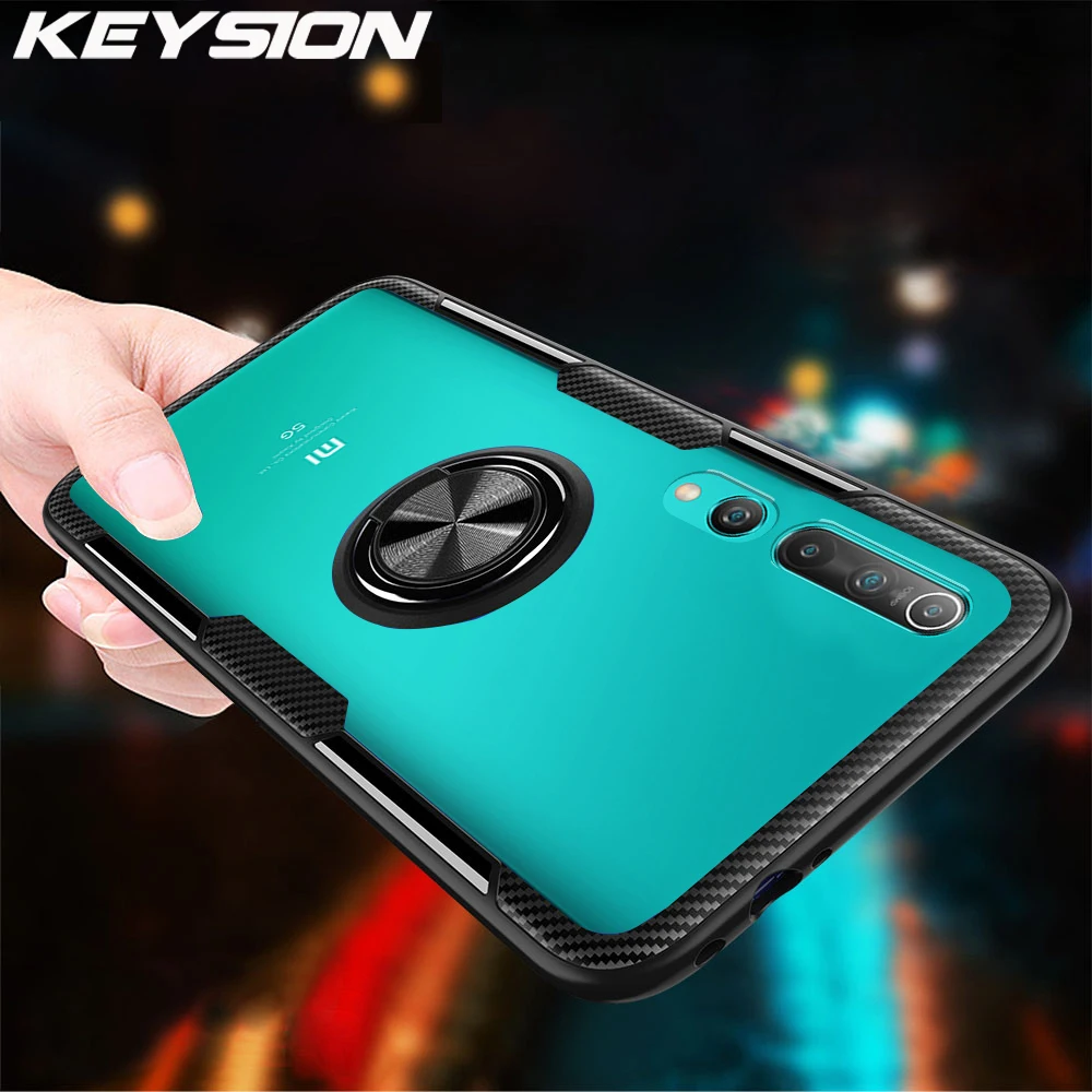 Прозрачный чехол KEYSION с кольцом для Xiaomi Mi 10 Pro Note 9T Mi9 Lite противоударный телефона
