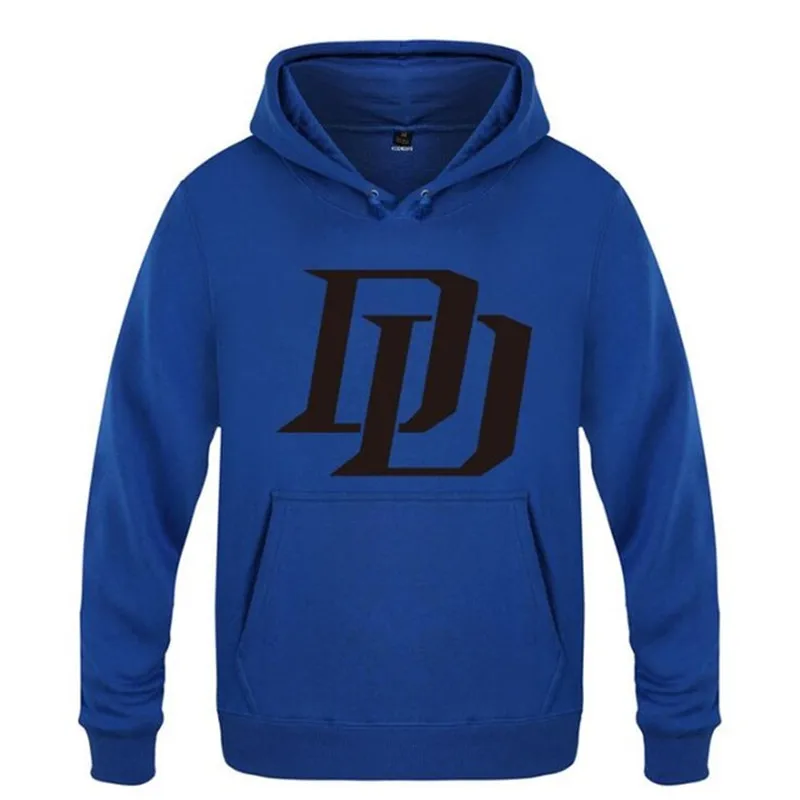 Мужские толстовки, новинка, Daredevil DD Logo, мужская толстовка с капюшоном, высокое качество, флис, длинный рукав, для катания на коньках, Мужская толстовка, мужской спортивный костюм, хип-хоп - Цвет: blue hoodie 14