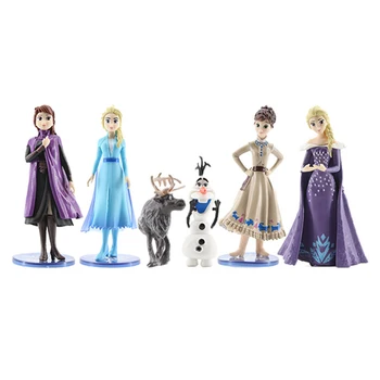 

6pcs Disney cartoon Frozen princess Anna Elsa Olaf Sven fingers doll Model Anime Collection Figurine Toys or children