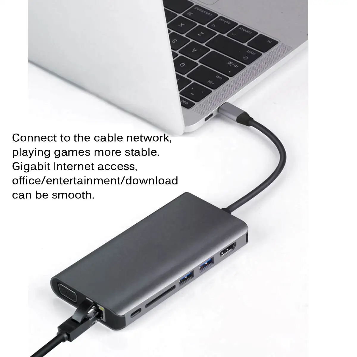 LEORY Многофункциональный кард-ридер тип-c конвертер 8 в 1 USB3.0 HDMI Поддержка PD Быстрая зарядка SD карты чтения
