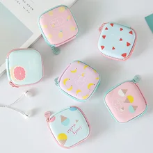 1 шт. мини квадратная монетница мультфильм фрукты Priented наушники из искусственной кожи переносной Жесткий Чехол для женщин девочек милый маленький кошелек для монет Новинка