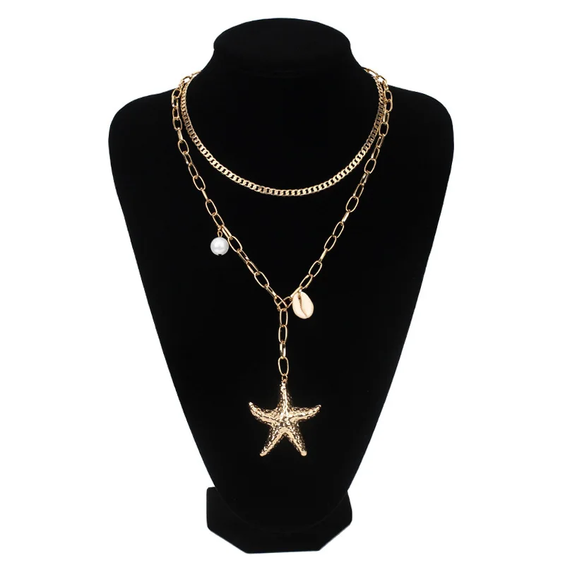 Аксессуары для Viennois, трехслойное ожерелье с искусственным жемчугом, золотая цепочка в виде морской звезды для женщин, вечерние ювелирные изделия