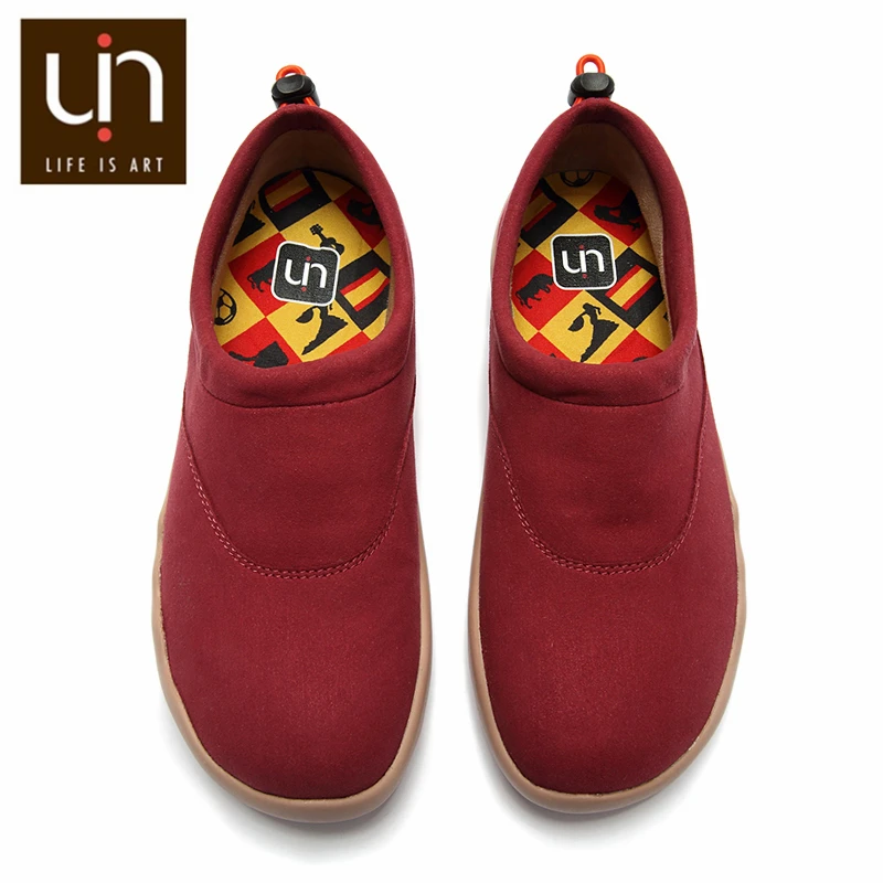 

UIN Laredo Series Autumn/Winter Shoes Women/Men Microfiber Suede Warm Sneakers Black/Red Loafers for Ladies Outdoor Casual Flats