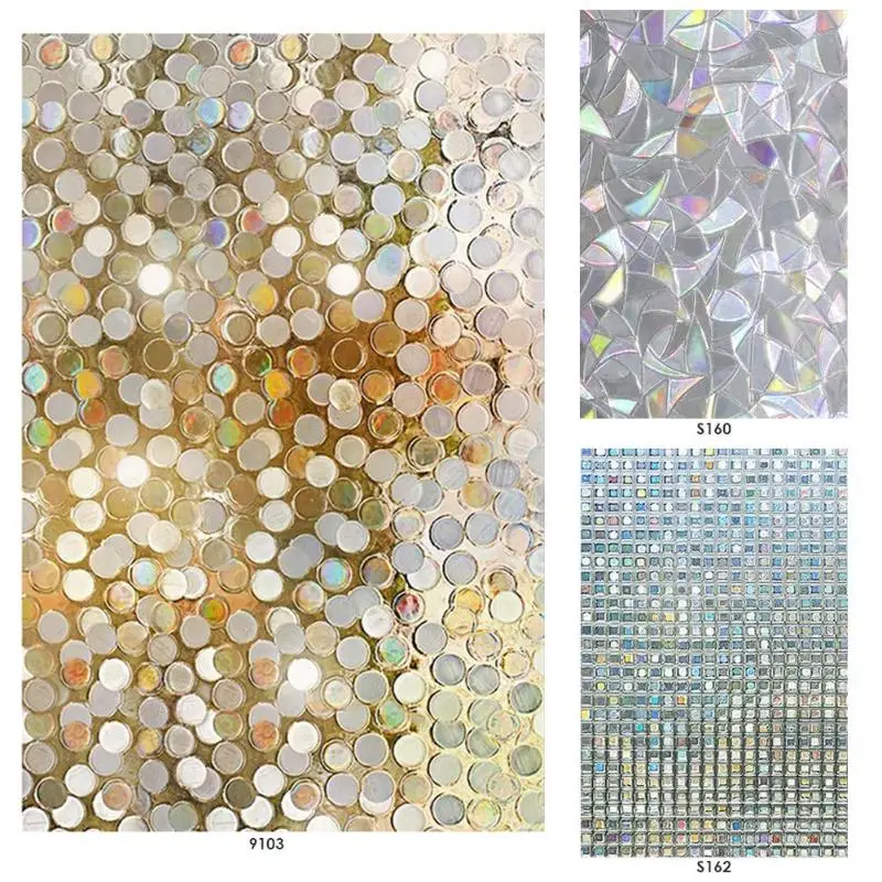 3D Glass Film Stickers Paste Printing Bathroom PVC Window Privacy Films No-Glue