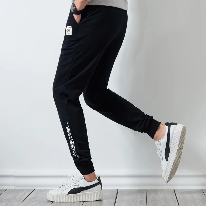 VOGUELEO Male Casual Pants Letter Print Cotton Sweatpants New Mens Lace-up Hip Trousers Joggers Track Pants Size S-4XL