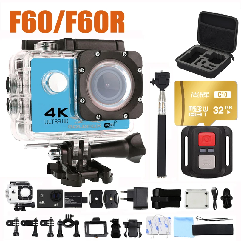 GOLDFOX Экшн камера 16MP Ultra HD 4K 30fps WiFi 2 0 &quot餂D Go Водонепроницаемая профессиональная