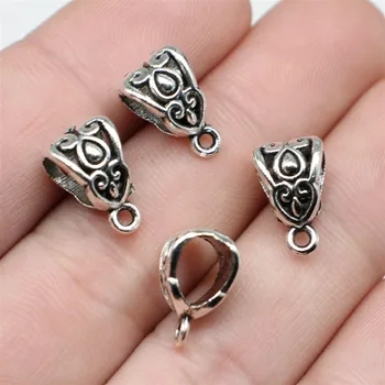 

Beads Bails Charms Jewelry Accessories Antique Silver Color 13x8mm 40pcs For Jewelry Making DIY Handmade Craft