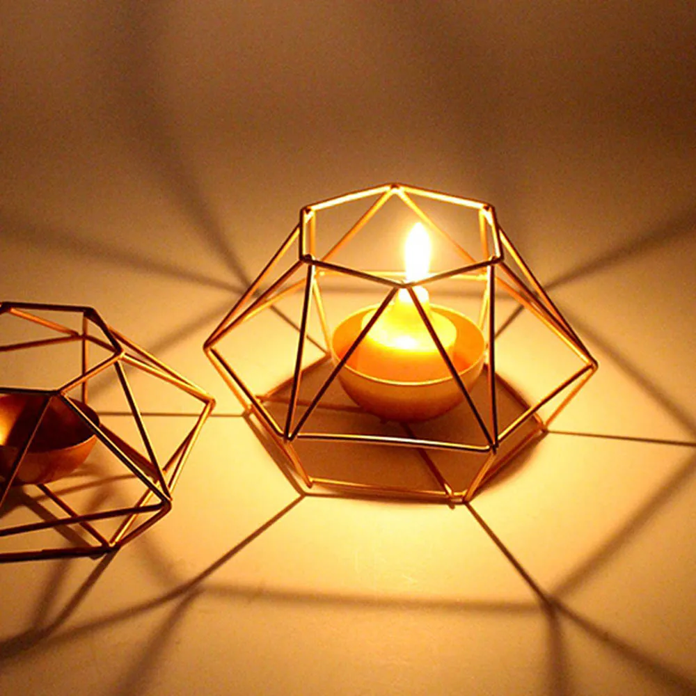 

3D Geometric Candlestick Metal Wall Candle Holder christmas candle holde home decorations Visual Touch Nordic Style bougeoir