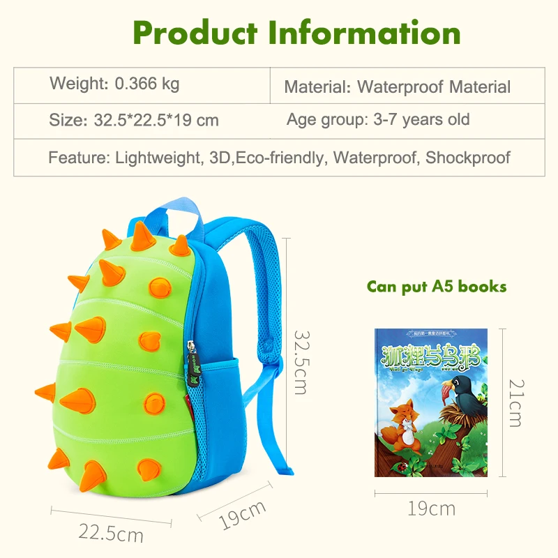 Рюкзак школьный NOHOO 3D Динозавр высокого качества водонепроницаемый детский мешок Неопреновый детский рюкзак по