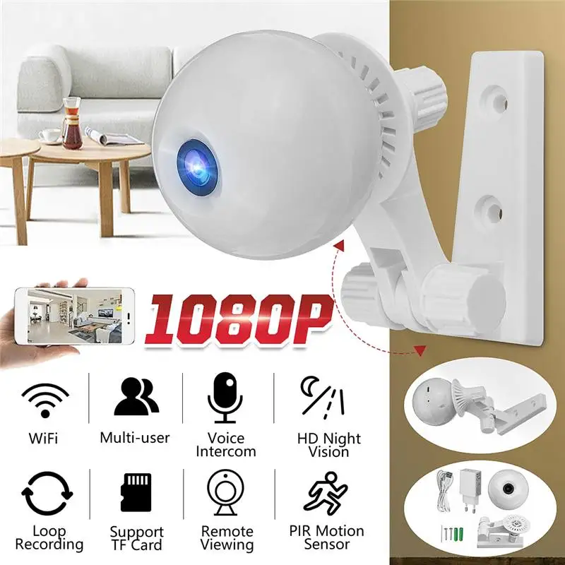 

Wireless Mini IP Camera Wifi Outdoor Camera Security Camcorder HD 1080P with CMOS Sensor Night Vision Support MiscroSD Card 64G