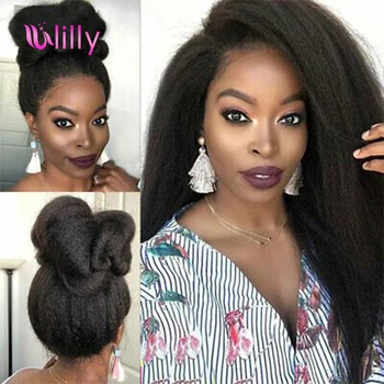 

ULilly 13x4 13x6 Lace Front Wigs With Baby Hair Remy Peruvian Kinky Straight Human Hair Wigs 150% Density pre plucked