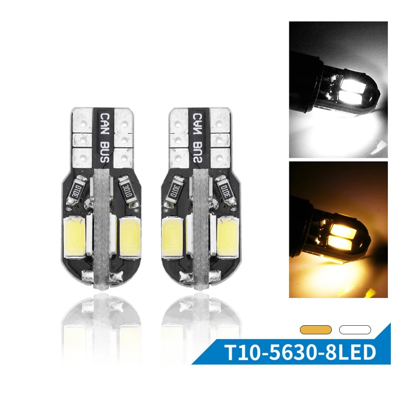 

10PCS T10 8SMD 5630 LED Car Light Canbus NO OBC ERROR Auto Wedge Lamp 2825 W5W LED Canbus 8 SMD 5730 Led Parking Bulb 12V
