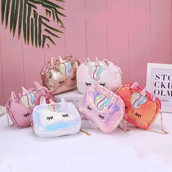 

2020 New Girls Purse and Handbag For Women Small Wallet Lolita Shiny Unicorn Shoulder Bag Kid Ladies Coin Bolsa
