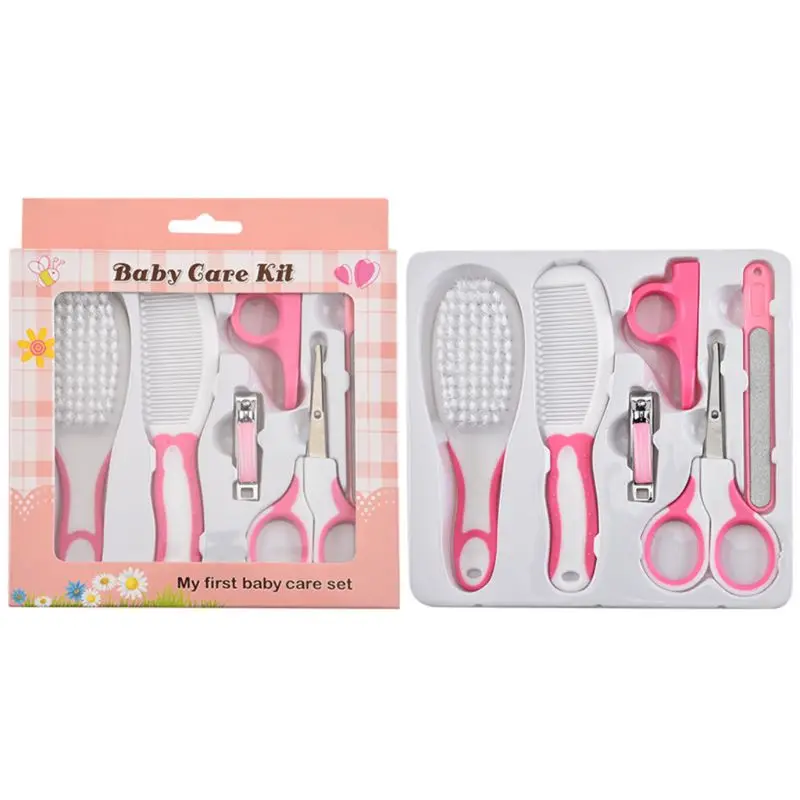 6 Pcs Newborn Baby Hair Daily Care Infant Kids Grooming Brush Comb and Manicure Home Set