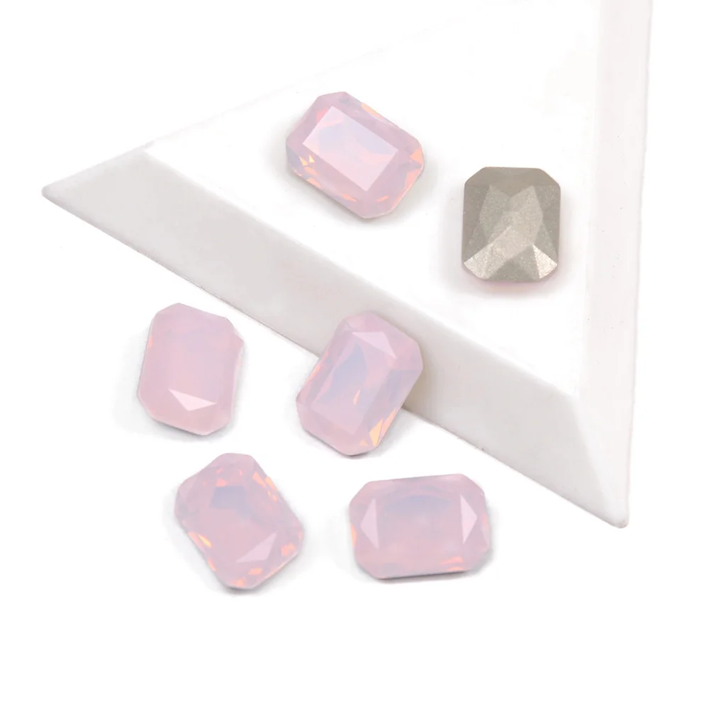 Loose rhinestones Розовый опал прямоугольный восьмиугольный форма pointback кристалл стеклянные стразы diy аксессуары для одежды - Цвет: Loose rhinestones