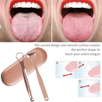 

Stainless Steel Tongue Scraper Cleaner Medical Grade Metal Tongue Scraping Cleaner With Carrying Case For Oral Care Fresh Breath