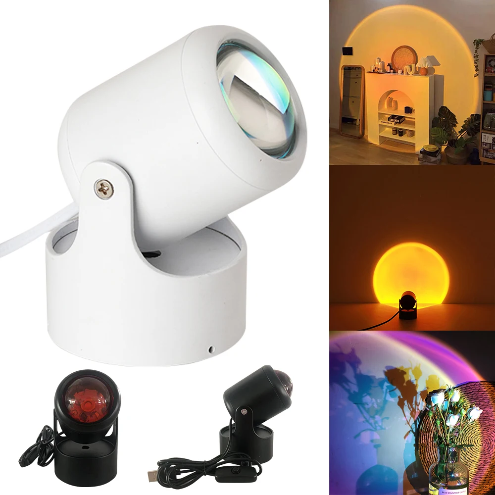 Sunset Projection Lamp LED NIght Light Rainbow Floor Stand Modern Decorative USB Shop Bar Wall Decoration | Лампы и освещение