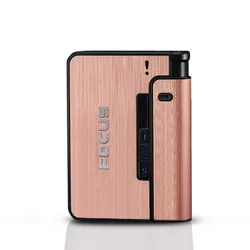 Sleek Metal Cigarette Case with Built - in Lighter - Stylish Men's Gadget and Perfect Gift (Rose Gold)