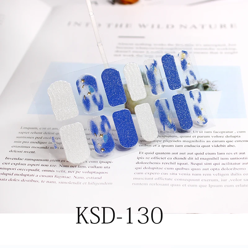 KSD130 14 насадок голографические наклейки для ногтей новые стили лазерные блестки для дизайна ногтей советы модный тренд Полный Обертывания водонепроницаемые аксессуары для маникюра - Цвет: KSD130