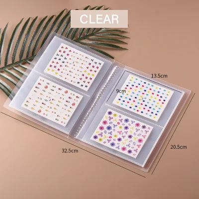 clear 80 slot Nail Sticker Decal Collecting Albums Storage Holder Nail Art Display Showing Book Container Tool - Color: clear