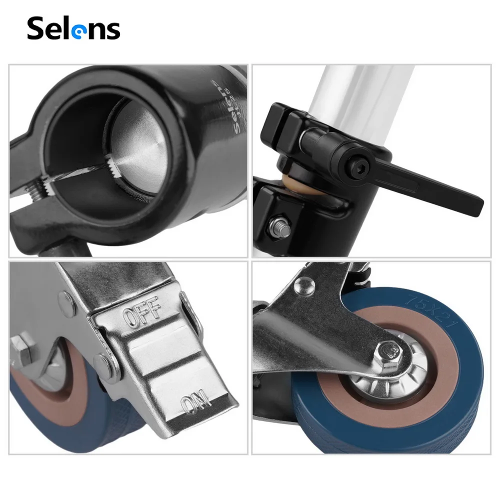 Selens 3Pcs C-Stand Swivel Caster Wheel Set for Photography Century Foldable Light Stand Tripod Magic Leg