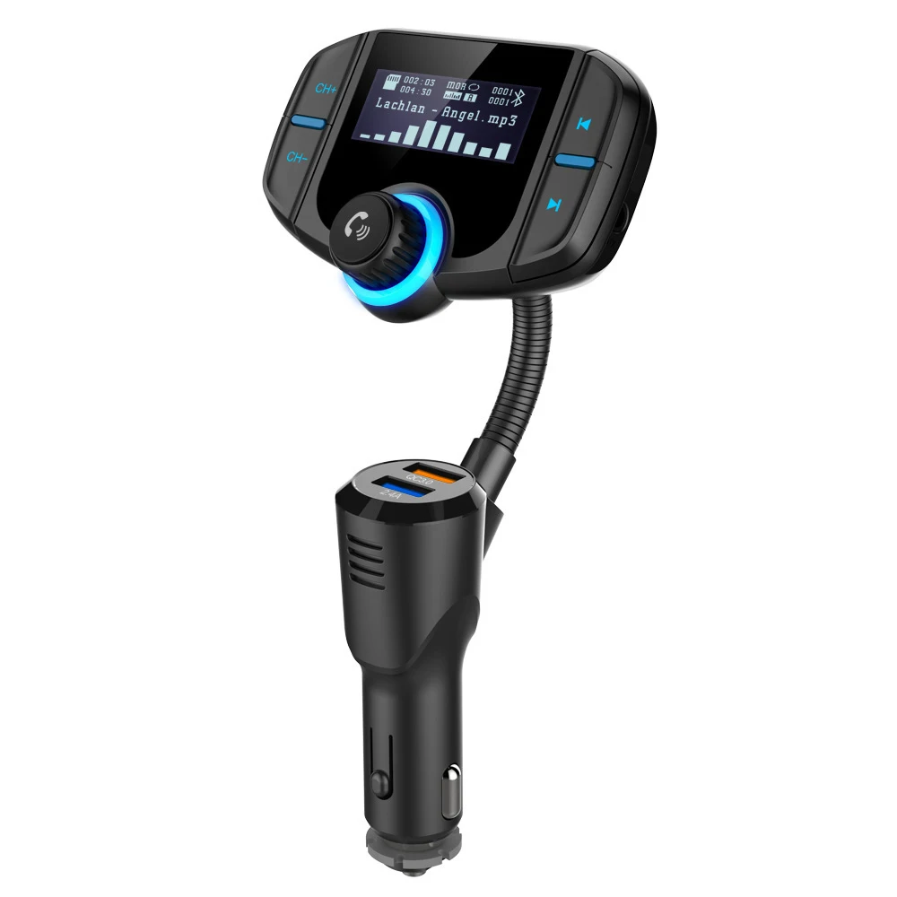 Авто черный Bluetooth fm-передатчик mp3-плеер Быстрая зарядка USB порт вольтметр