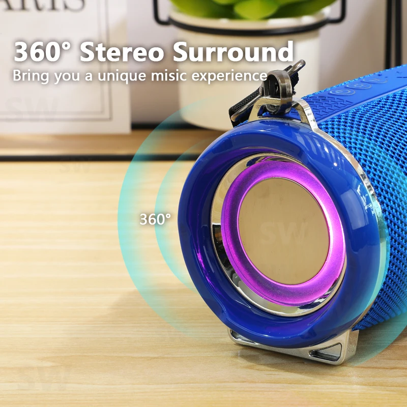 US $24.49 Portable Bluetooth Speaker Outdoor Radio Audio Amplifier Waterproof Soundbar Column U Disk Wireless Subwoofer LED Light Soundbox