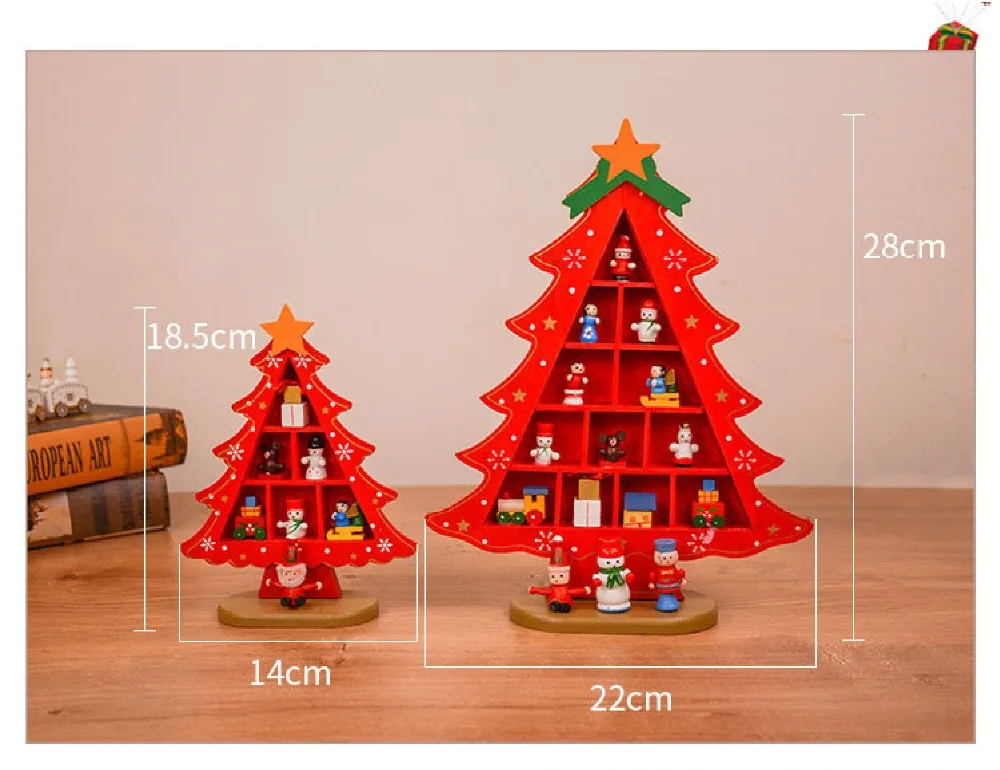 Рождественский Декор из дерева статуэтки настольные 3D Рождественская елка креативная сцена компоновка рождественские украшения для дома аксессуары