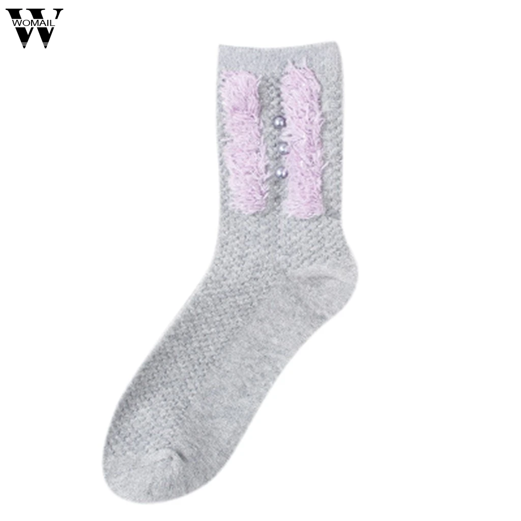 Womail, женские зимние плюшевые носки без пятки, теплые носки с жемчугом, носки-тапочки, женские зимние носки без пятки, теплые домашние носки-тапочки с жемчугом
