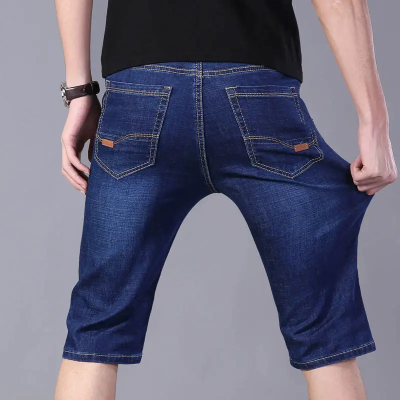 

Summer thin denim shorts men straight tube loose five minutes stretch youth breeches 7 minutes in the pants 5 minutes pants