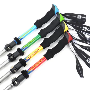 

1 pcs Five-Fold Trekking Hiking Pole Ultralight Stick Collapsible Walking Stick Strong Aluminum 7075 Pole Hiking Gadget