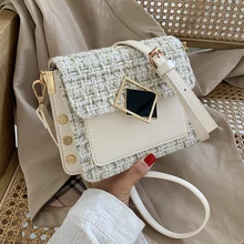 Осенне-зимняя высококачественная женская сумка в иностранном стиле, новинка, модная Корейская версия, универсальная сумка-мессенджер, шерстяная ткань, маленькая квадратная сумка