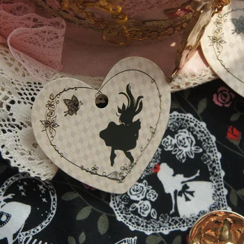 

fairy tale Alice story 50 pcs lace heart shape paper labels packaging decoration tags Scrapbooking DIY