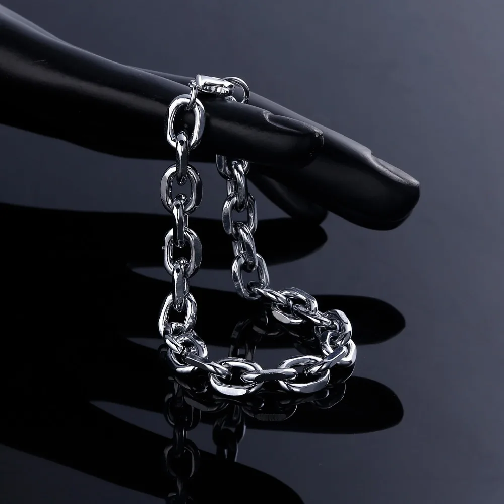 Rinhoo мужские браслеты из серебра нержавеющей стали звено цепи браслеты для мужчин и женщин ювелирных изделий подарок Рождественский панк подарок