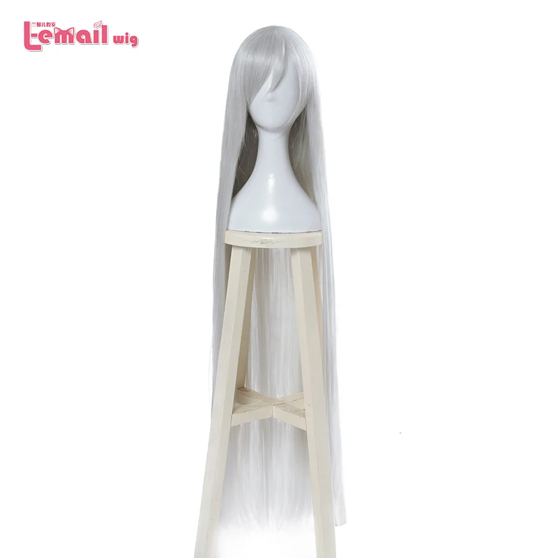 

L-email wig 100cm Long Grey Cosplay Wigs Silver Straight Cosplay Wig Women Hair Heat Resistant Synthetic Hair Perucas