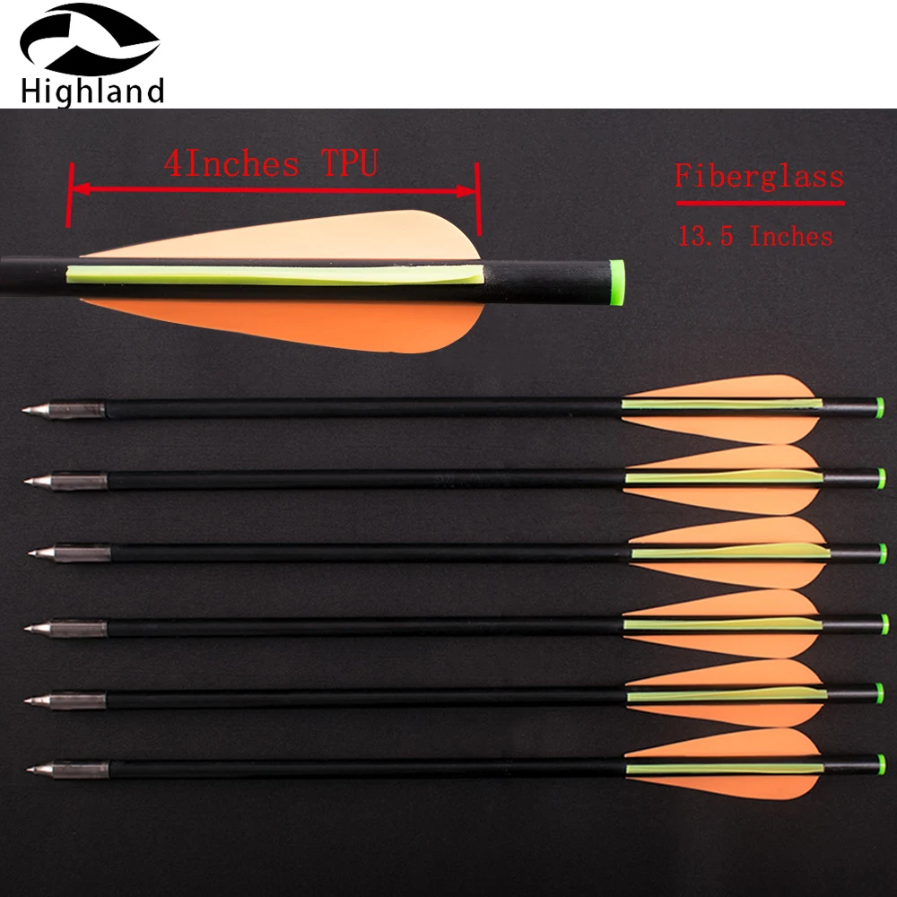 6PCS 13." Crossbow Arrows with 4" Fletched Vane Fiberglass Arrows For Archery Bow Hunting Shooting