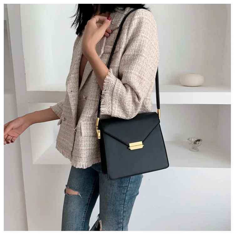 uxury Brand Female Square Bag Fashion New High Quality PU Leather Women's Designer Handbag Lock Shoulder Messenger Bag