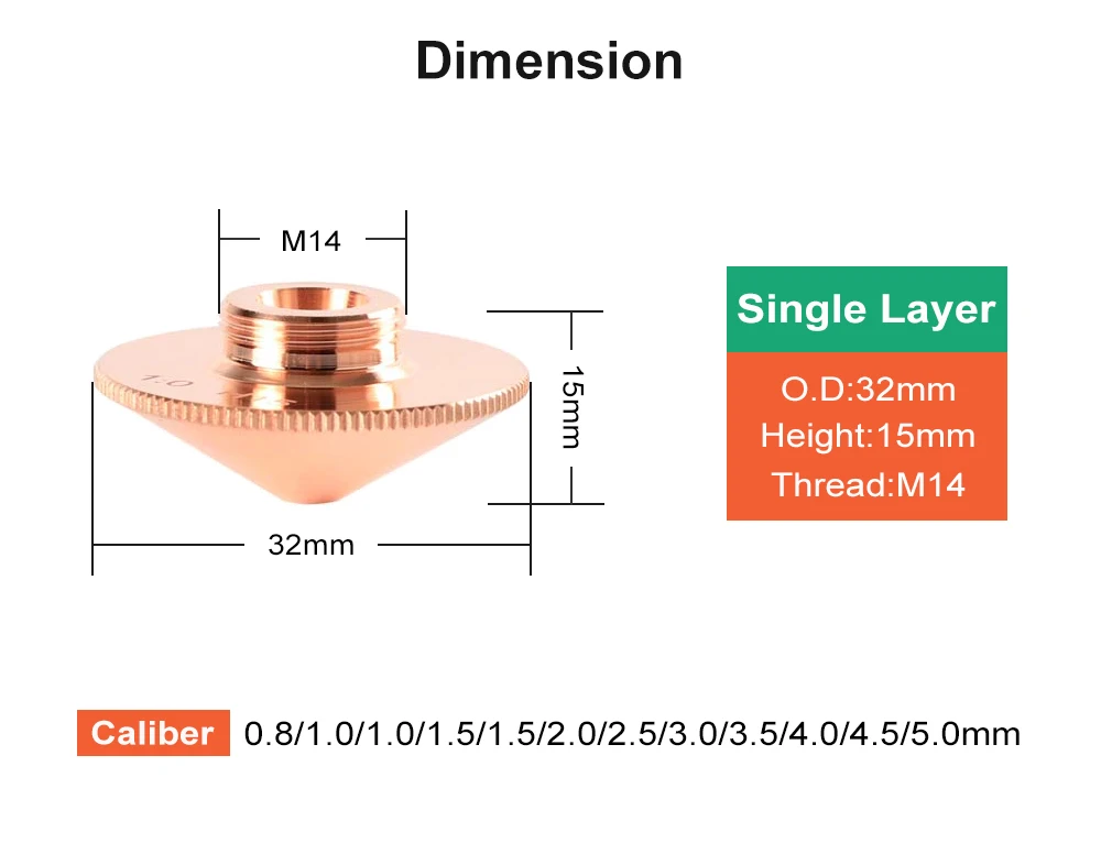 Laser Nozzle for Raytools Dia.32mm Caliber 0.8 - 5.0mm Single Layer / Double Layers Fiber Laser Cutting Heads low temp welding rod for steel