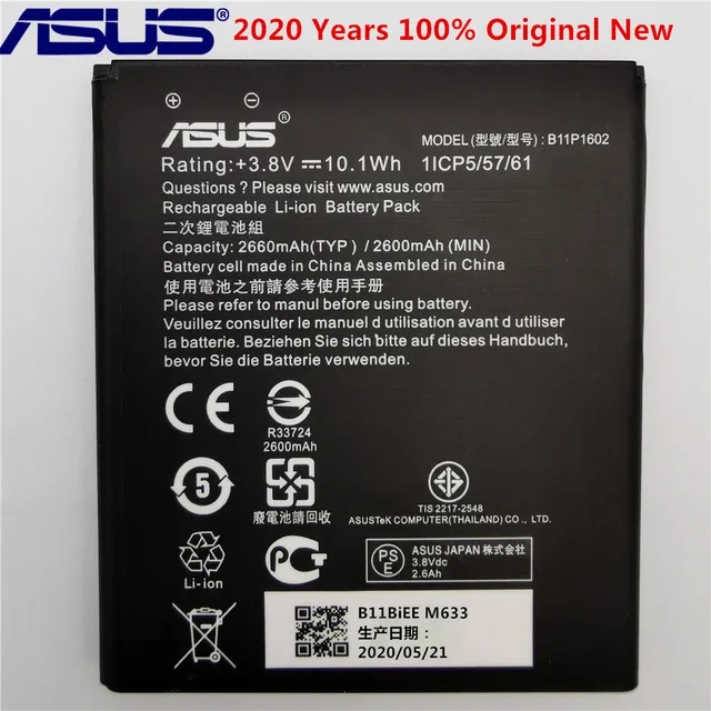ASUS 100% Original B11P1602 2600mAh NEW Battery For Asus Zenfone Go 5" ZB500KL X00ADA X00AD X00ADC CellPhone Battery 2