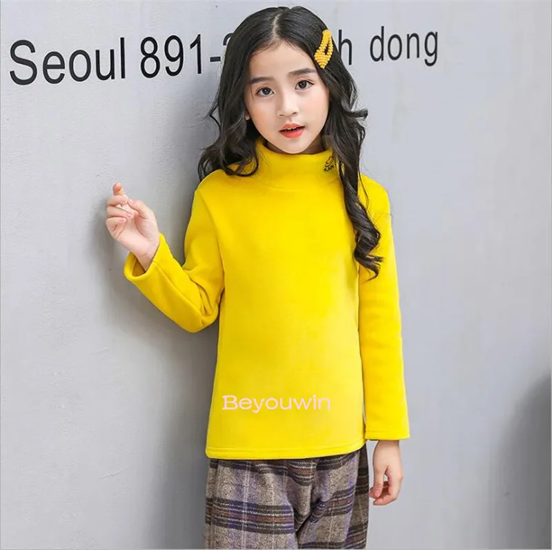 100 шт./лот, модная детская фланелевая Базовая рубашка для девочек Однотонная рубашка из плюша Лидер продаж, рубашка для девочек - Цвет: yellow