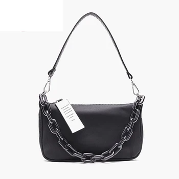 

ZZSLHL Korea Baguette Bag For Women Nylon Chains Shoulder Bag Vintage Nylon Street Armpit Bag Girls Shoulder Bag Lady Handbag