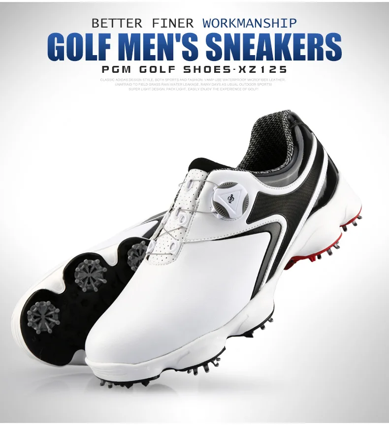 PGM, новинка, мужские кроссовки для гольфа, вращающиеся шнурки, водонепроницаемая обувь для гольфа, мужские Нескользящие шипы, дышащие кроссовки для тренировок, D0842