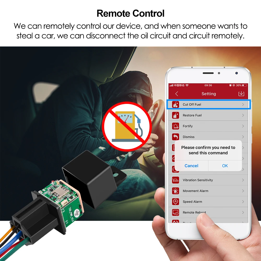 Compact GPS Tracker with Tow Alert and ACC Detection